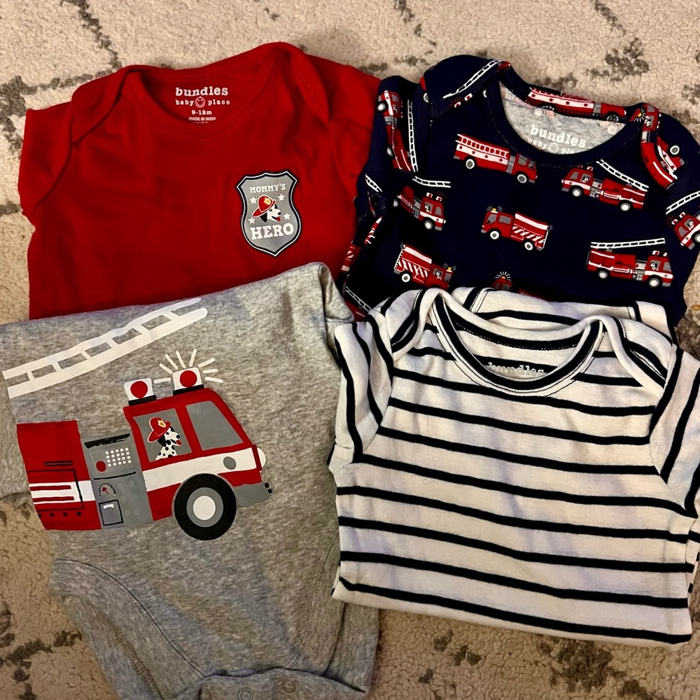 Baby Boy Fire Truck Onesies Set